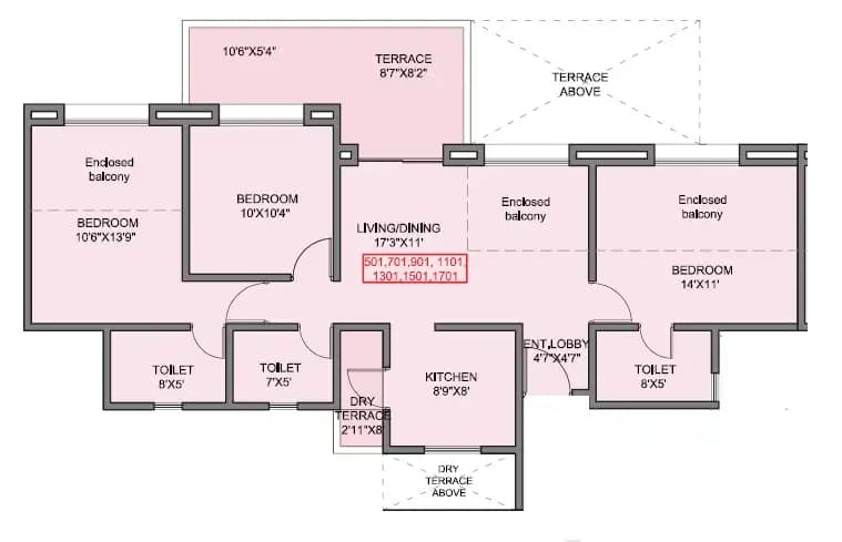 Kohinoor Grandeur Unit plan - 1034 sq.ft.