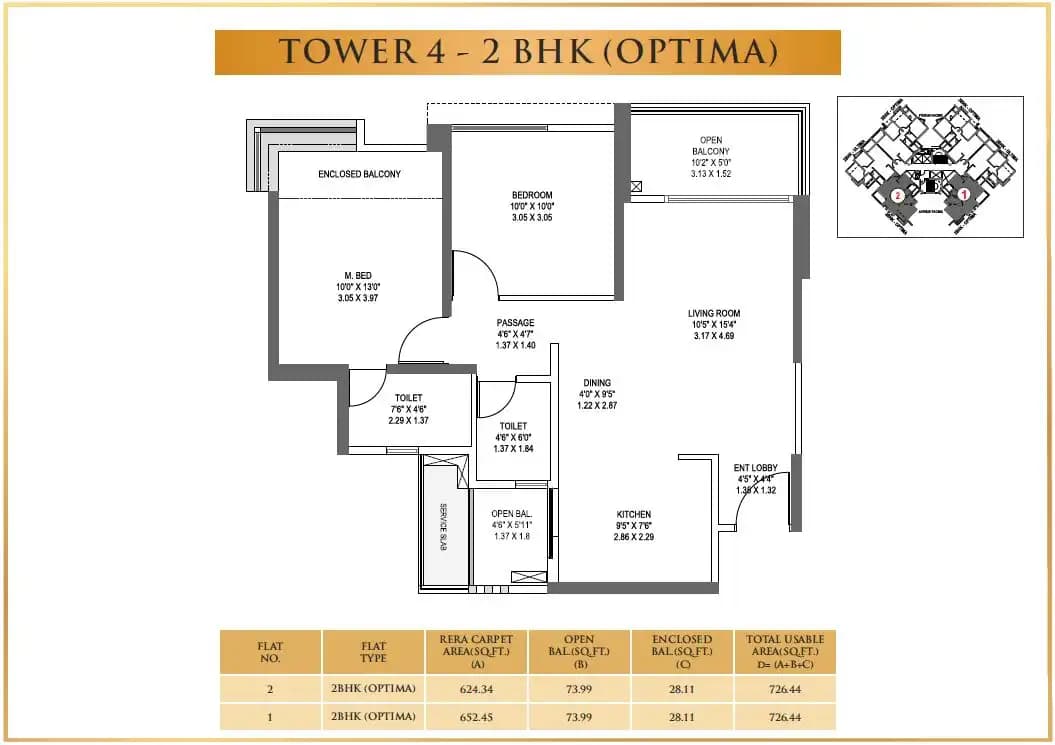 Unit plan - 726 sq.ft.