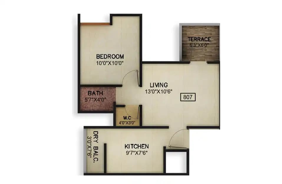 Kolte Patil Mount Castle Unit plan - 452 sq.ft.