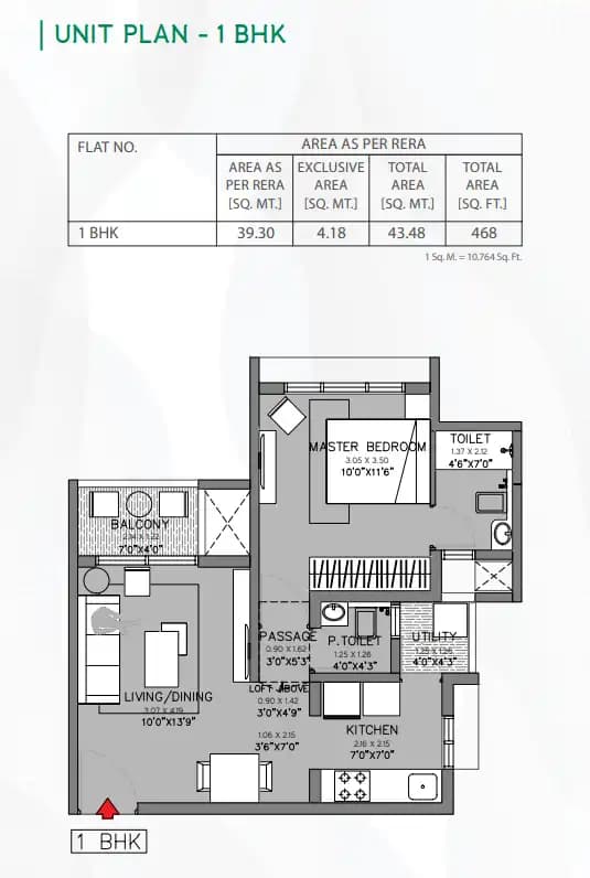 Unit plan - 468 sq.ft.
