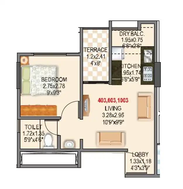 Mantra 24 West Unit plan - 338 sq.ft.