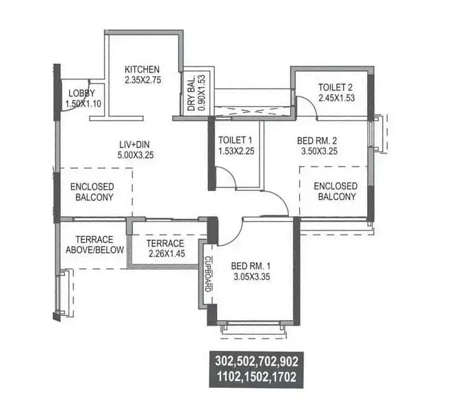 Paranjape Highlands Unit plan - 670 sq.ft.