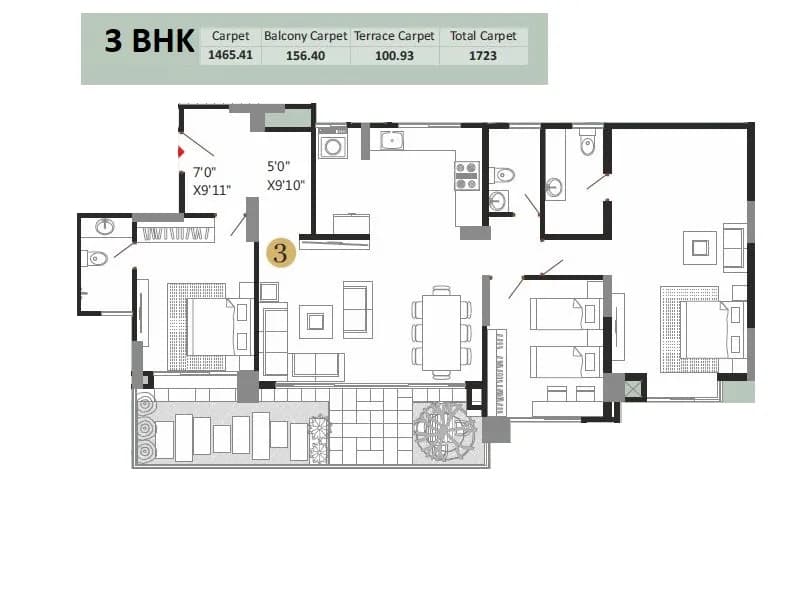43 Privet Drive Unit plan - 1723 sq.ft.