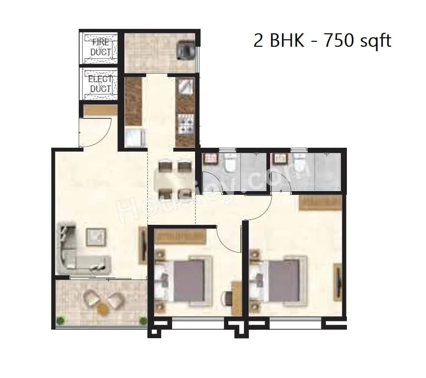 Merlin Elementa Unit plan - 750 sq.ft.