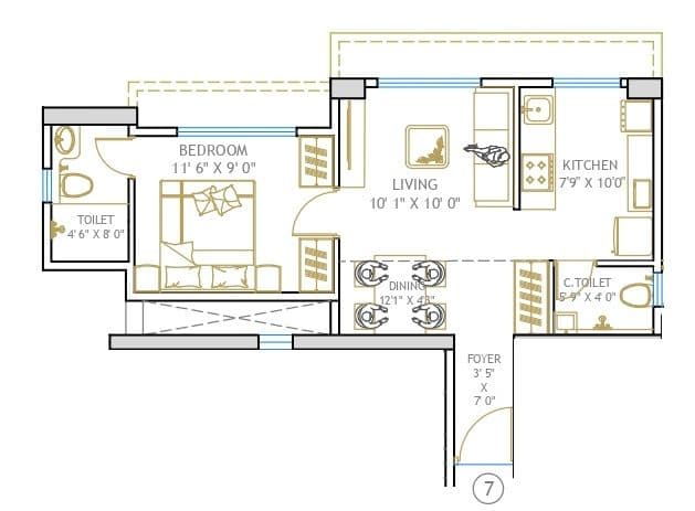 Unit plan - 428 sq.ft.