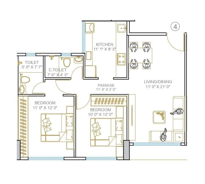 Unit plan - 717 sq.ft.