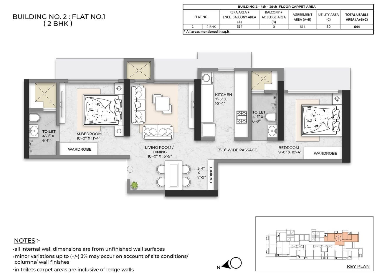 Unit plan - 614 sq.ft.