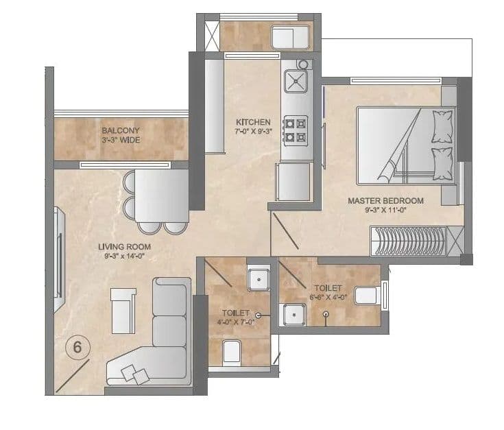 Unit plan - 428 sq.ft.