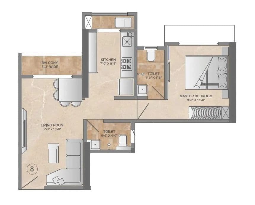 Unit plan - 459 sq.ft.