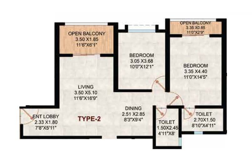 Rachana Bella Casa Royale phase 3 Unit plan - 956 sq.ft.