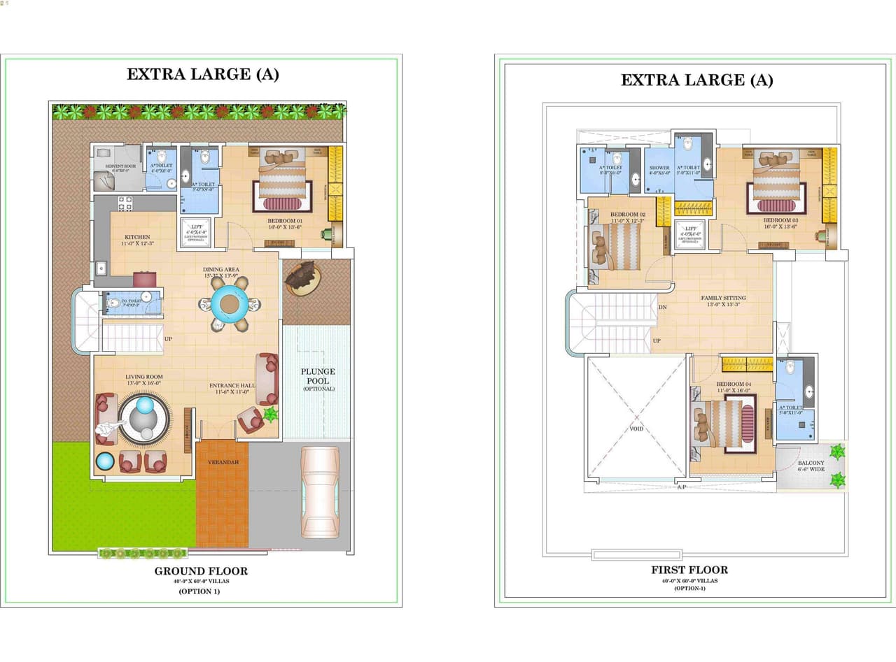 Arihant World Villas Unit plan - 2400 sq.ft.