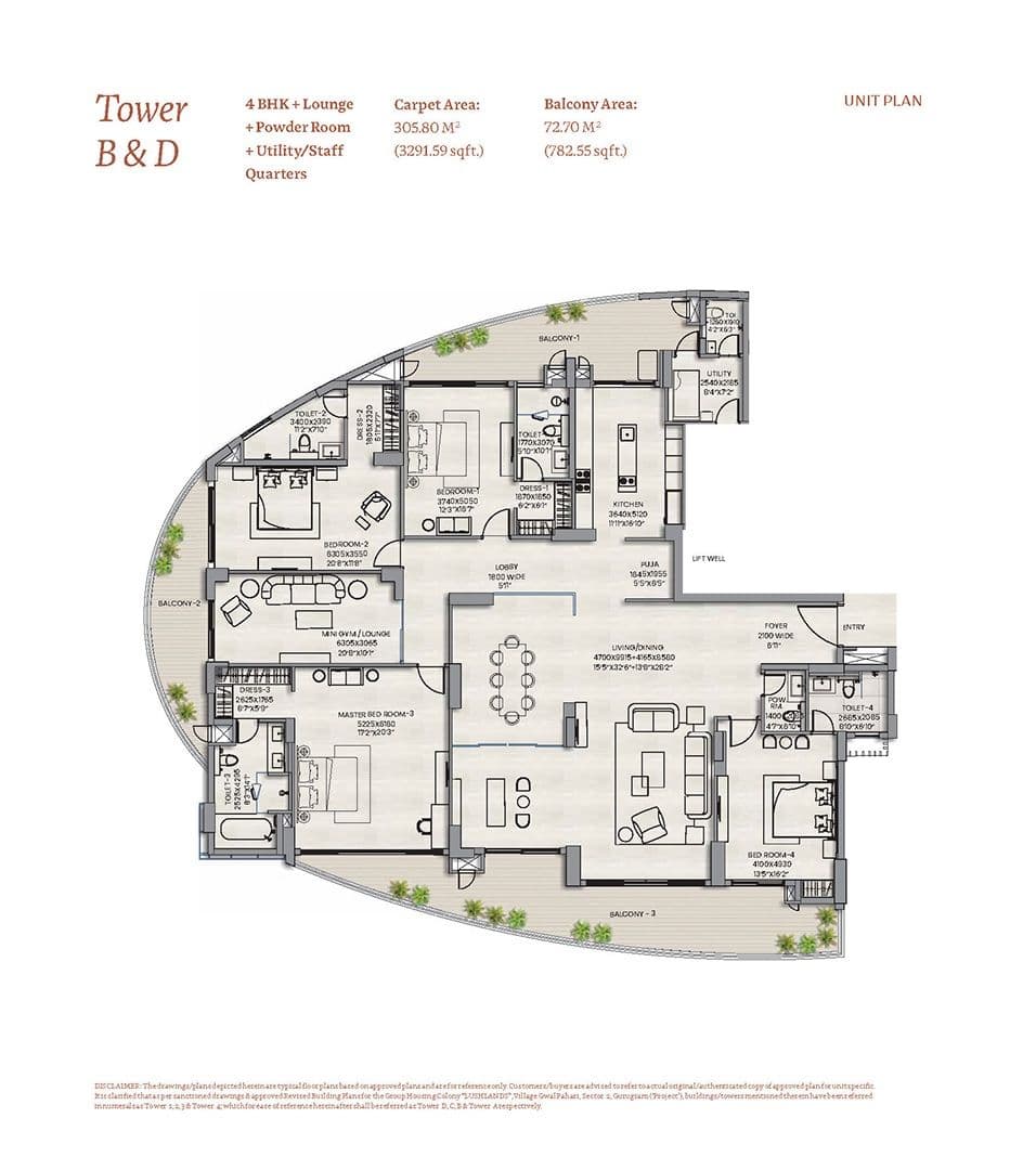 Adani Lushlands Unit plan - 3300 sq.ft.