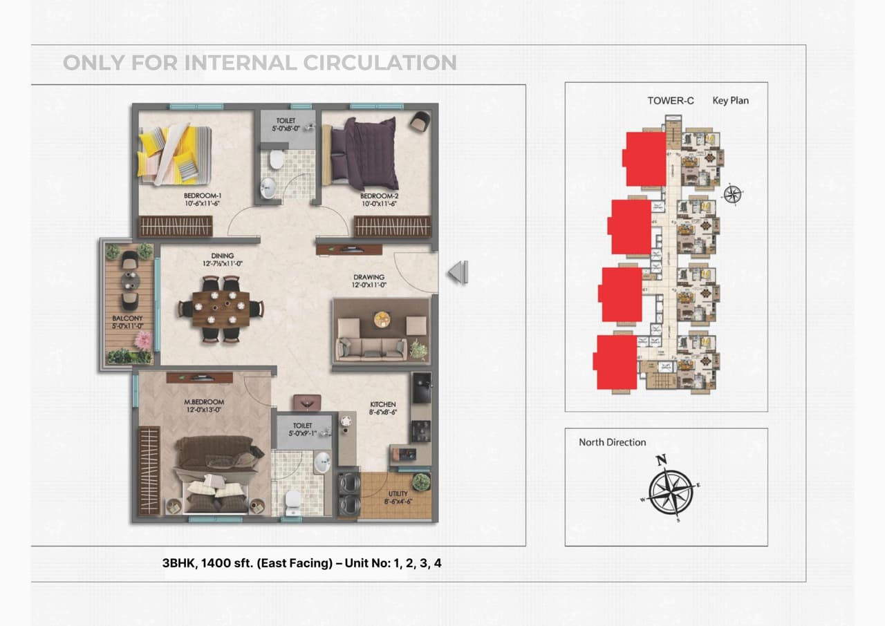 E - Infra MoonGlade Unit plan - 980 sq.ft.