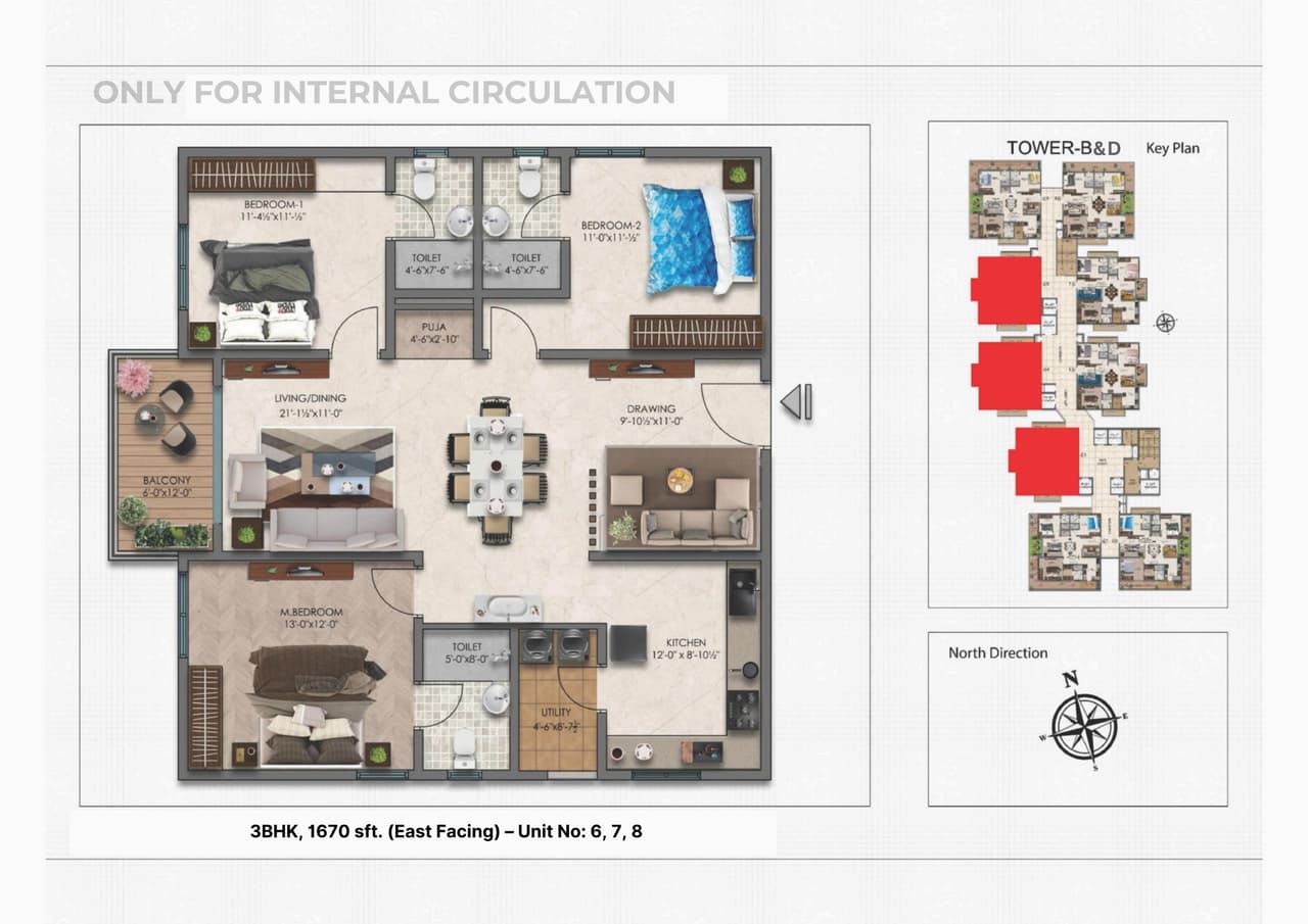 E - Infra MoonGlade Unit plan - 1169 sq.ft.