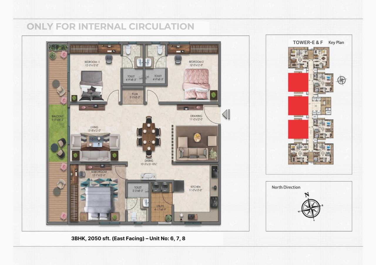 E - Infra MoonGlade Unit plan - 1435 sq.ft.