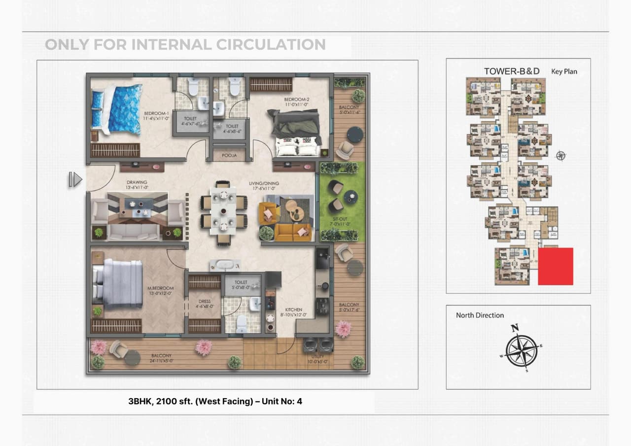 E - Infra MoonGlade Unit plan - 1470 sq.ft.