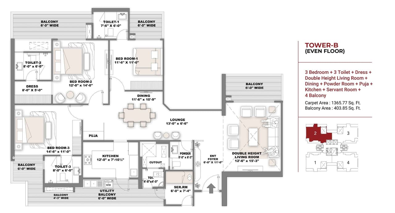 Unit plan - 1365 sq.ft.