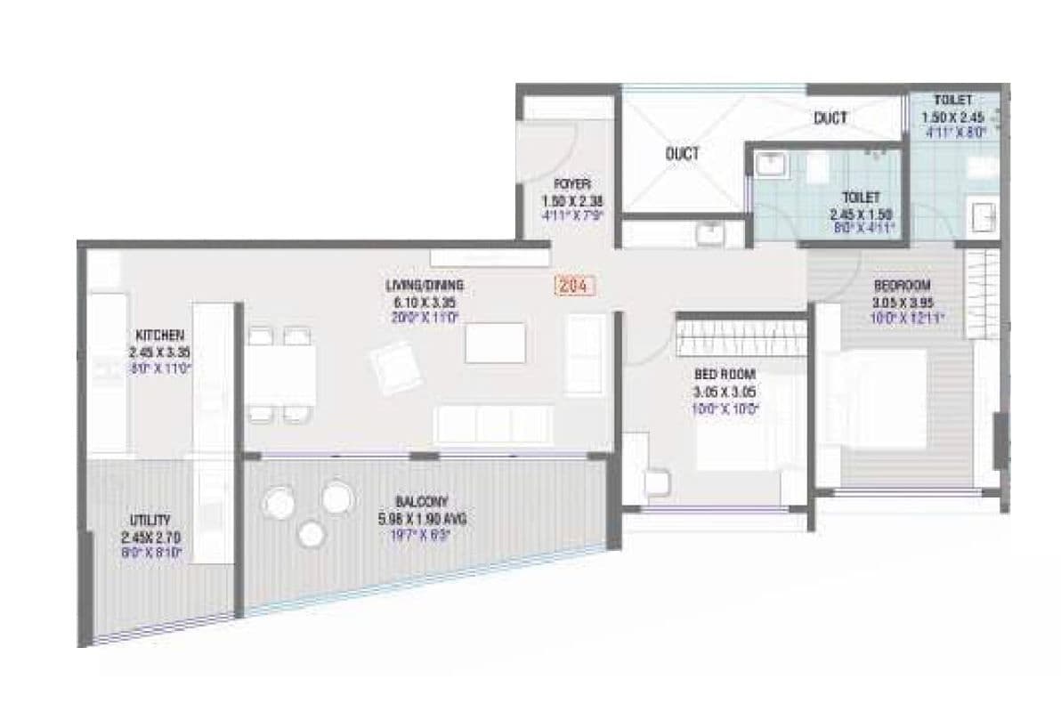Unit plan - 869 sq.ft.