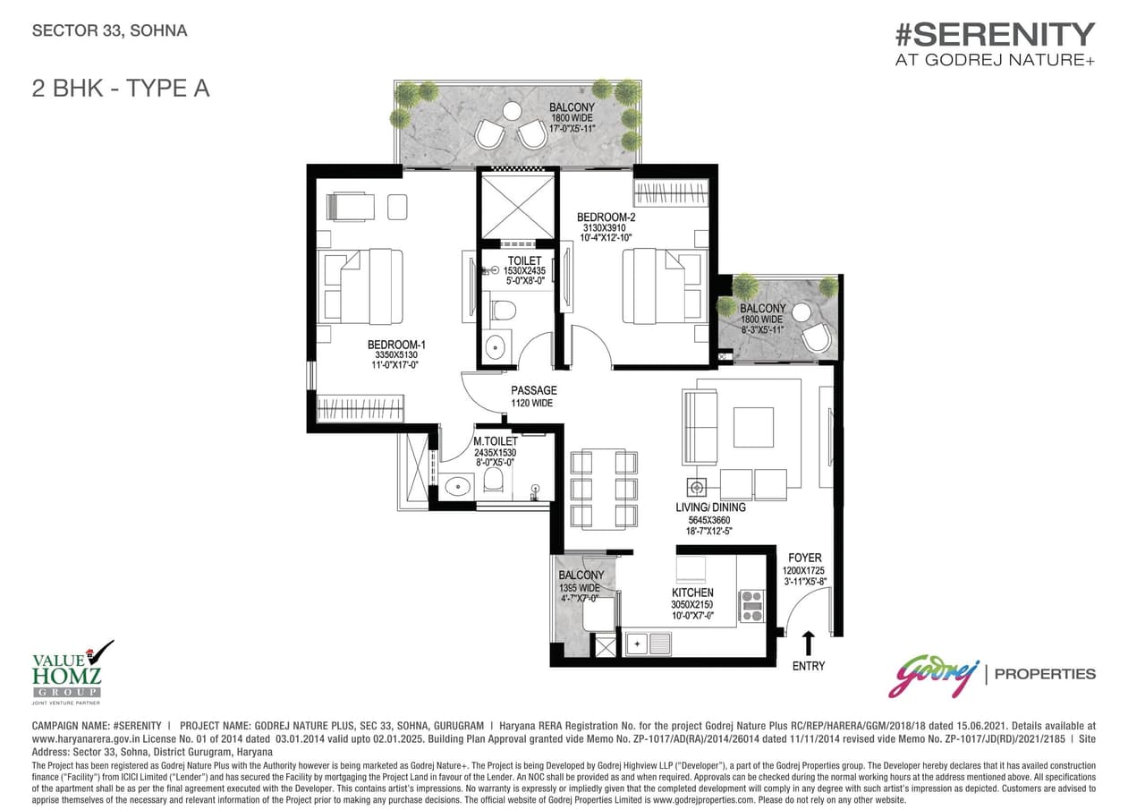Godrej Nature Plus Unit plan - 824 sq.ft.