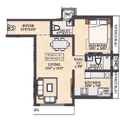 Simandhar Royale Unit plan - 489 sq.ft.