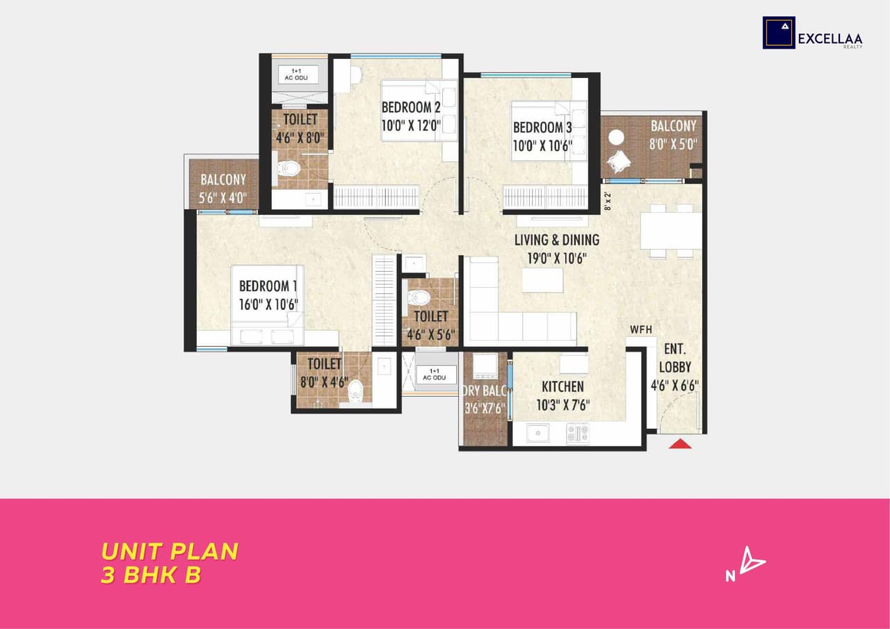 Excellaa Tott Unit plan - 825 sq.ft.