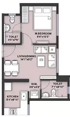 Unit plan - 372 sq.ft.