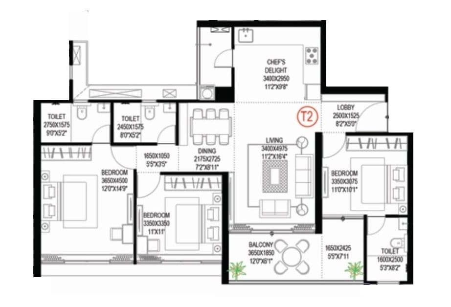 Unit plan - 1174 sq.ft.