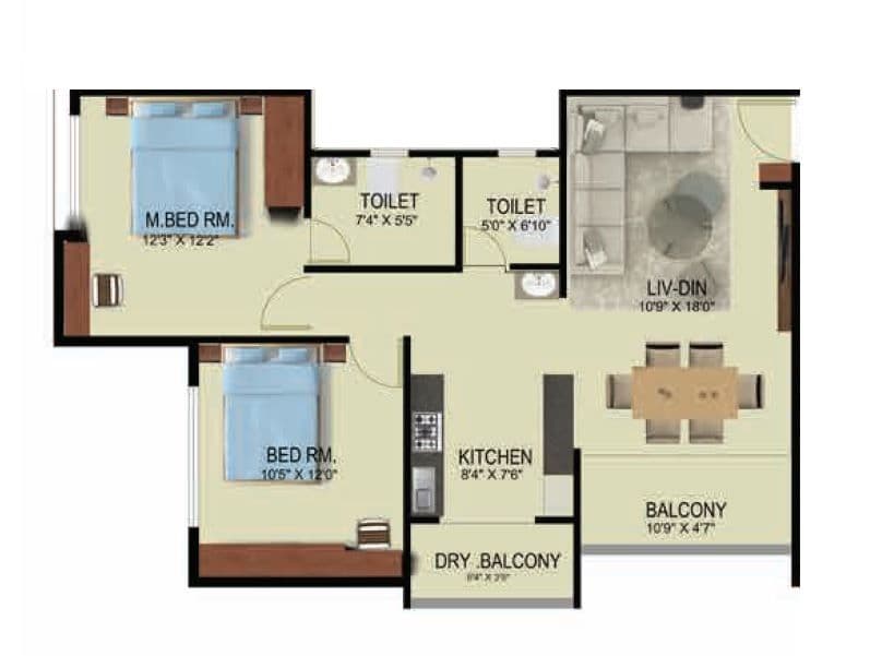 Nirmitee Serenora Unit plan - 774 sq.ft.