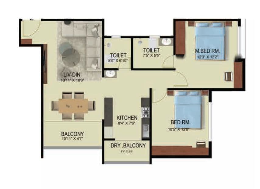 Nirmitee Serenora Unit plan - 783 sq.ft.