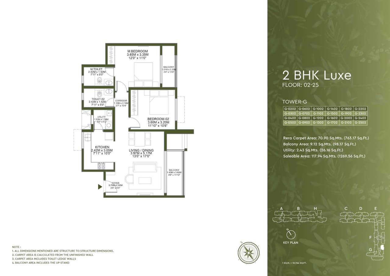Godrej Lakeside Orchard Unit plan - 763 sq.ft.