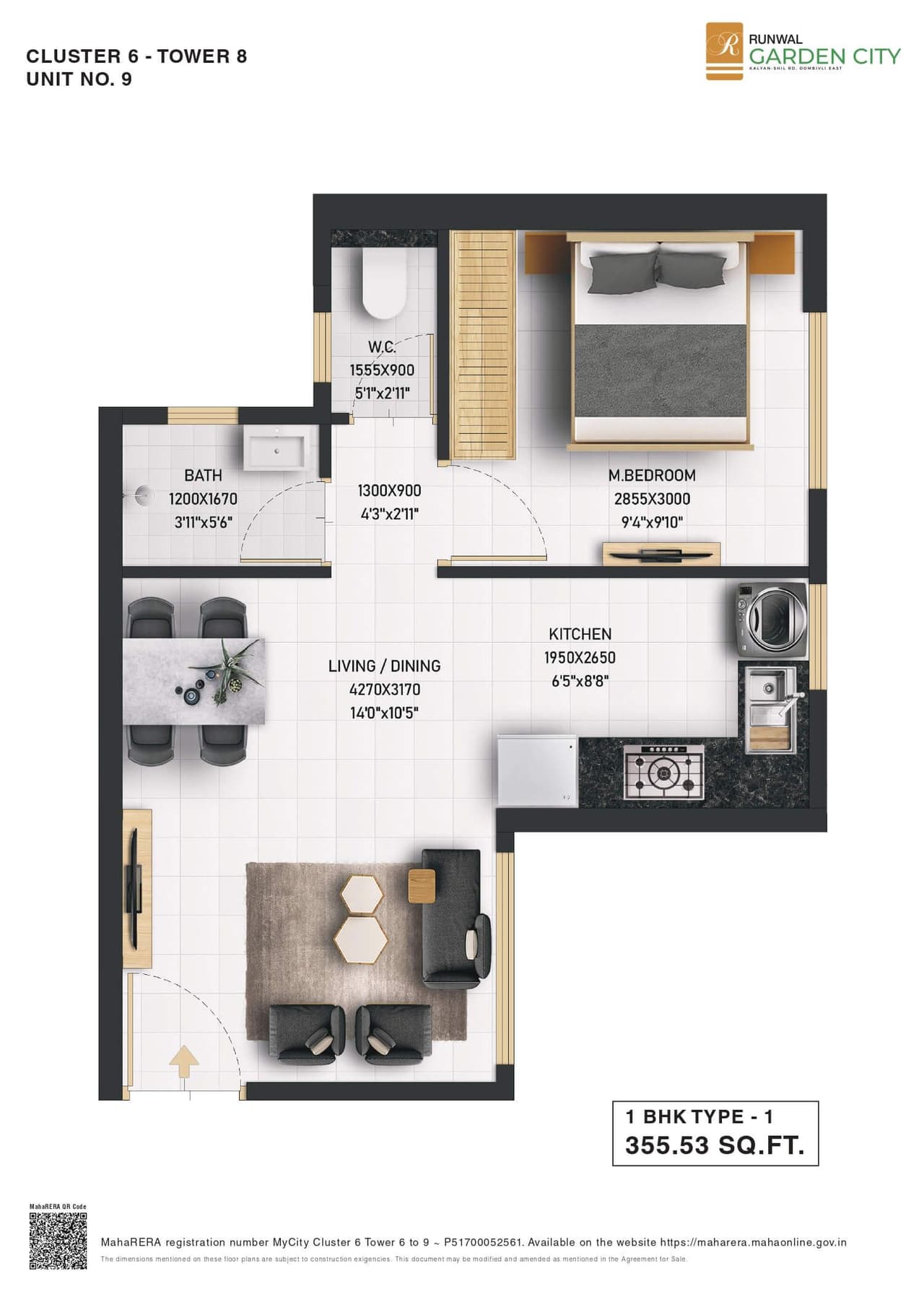Future Avenue Unit plan - 355 sq.ft.