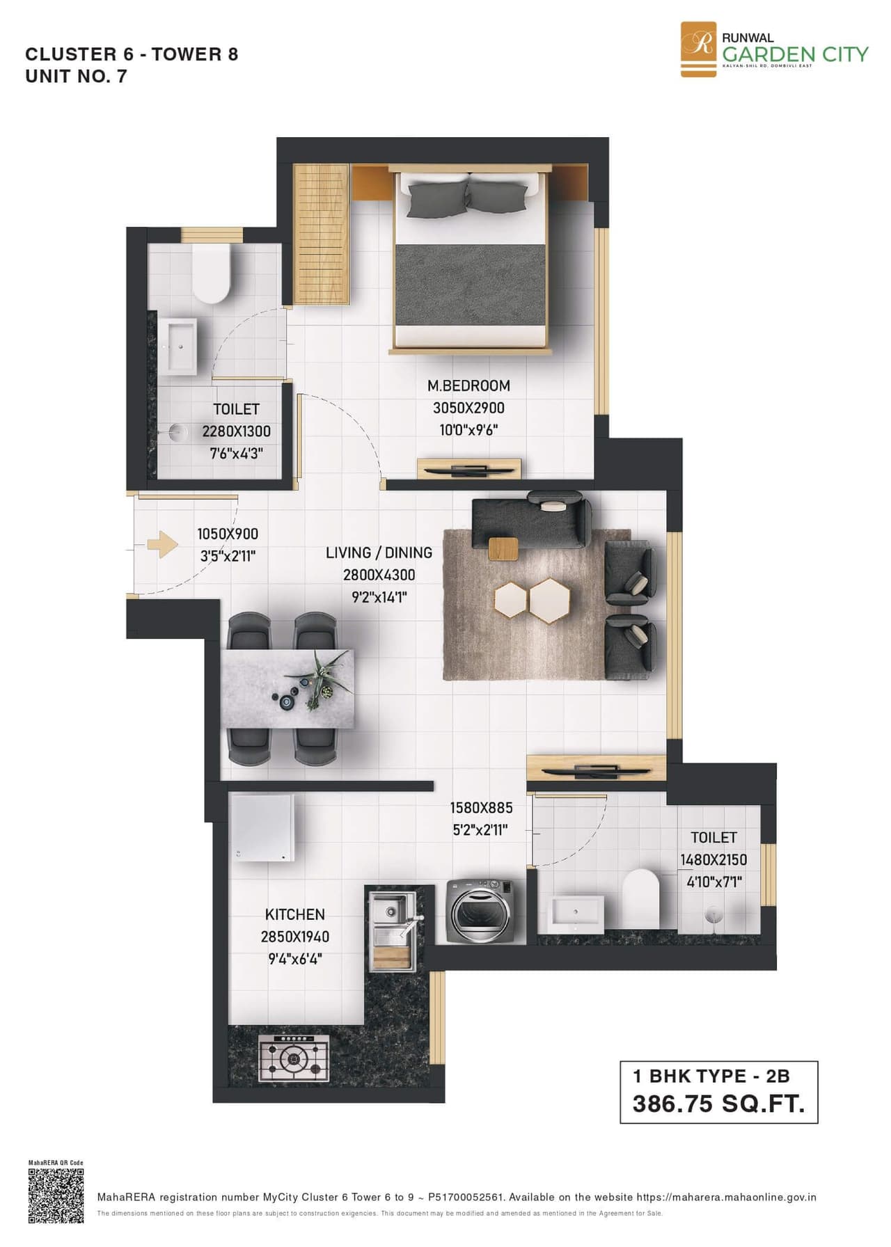 Future Avenue Unit plan - 386 sq.ft.