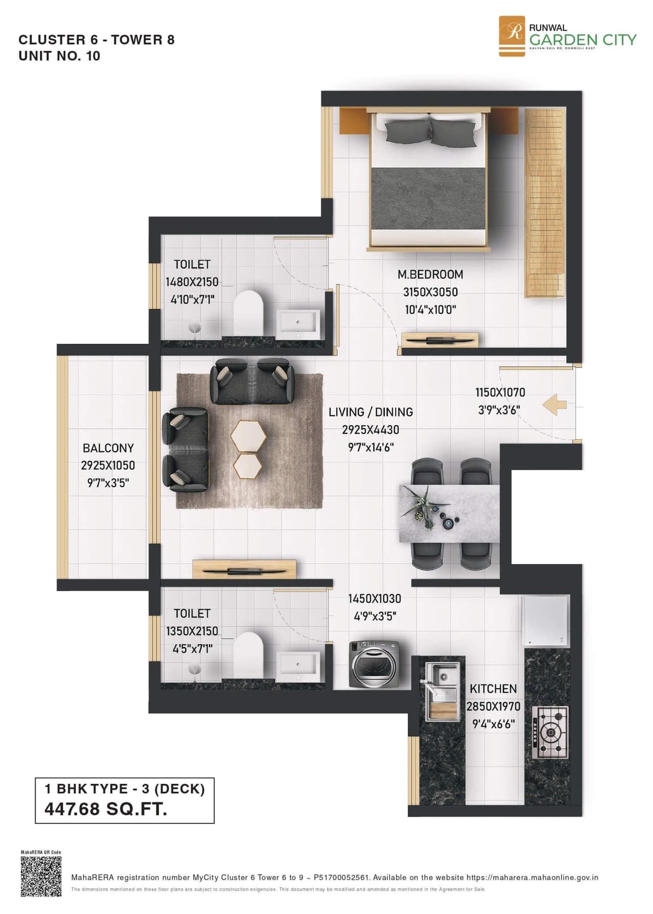 Future Avenue Unit plan - 447 sq.ft.