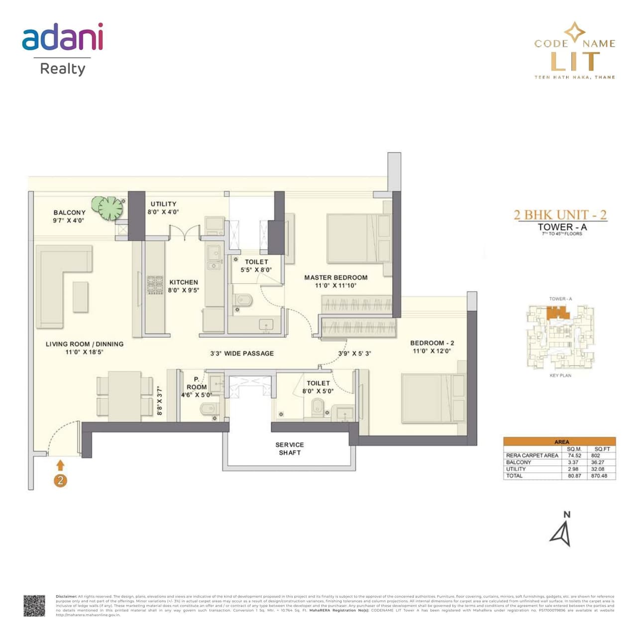 Adani Realty Thane Unit plan - 870 sq.ft.