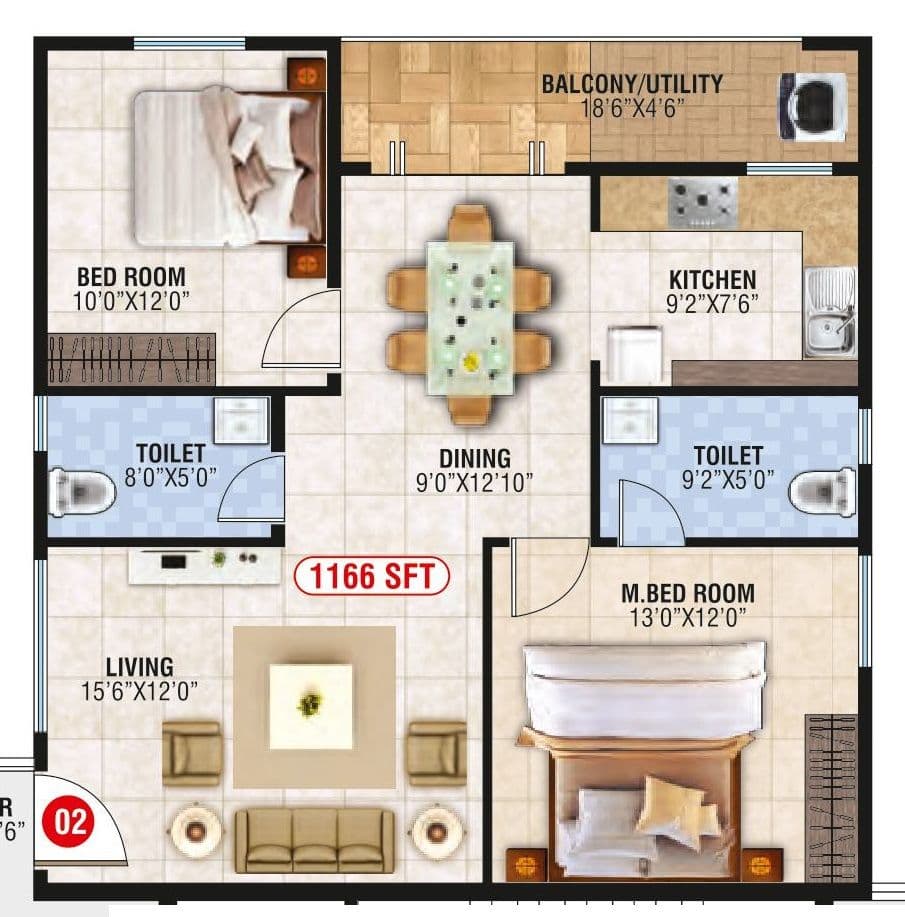 Unit plan - 816 sq.ft.