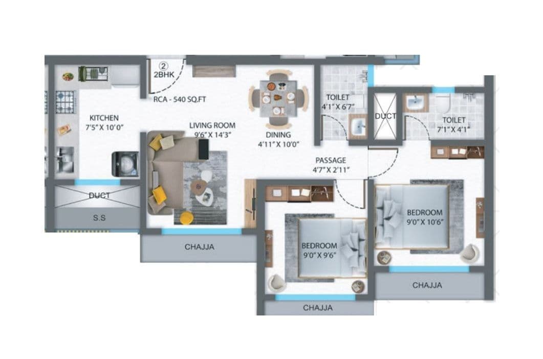 Unit plan - 541 sq.ft.