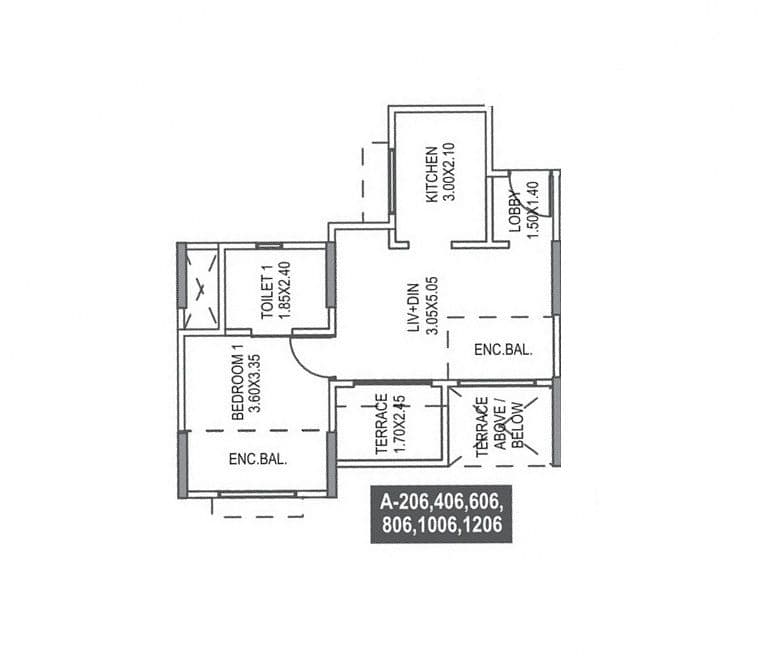 Paranjape Athashri Unit plan - 500 sq.ft.