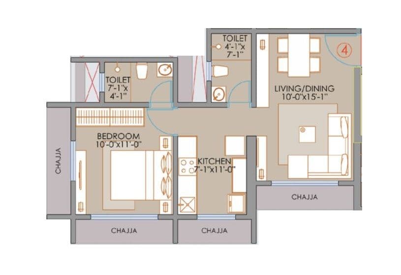 Unit plan - 421 sq.ft.