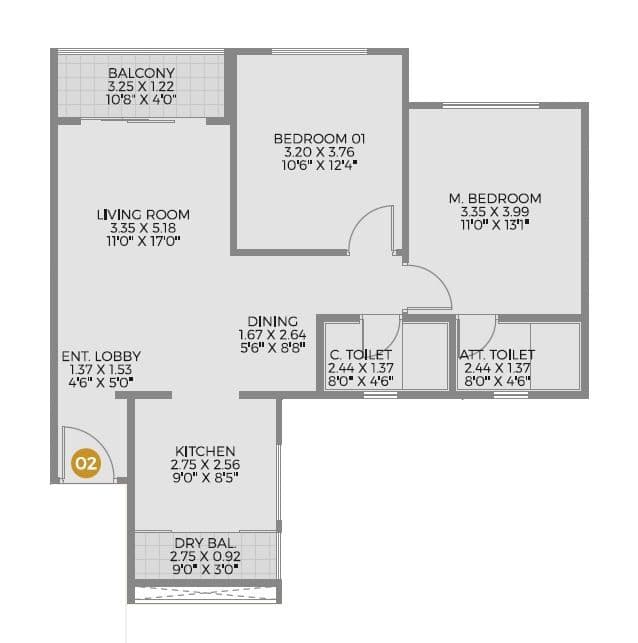 Unit plan - 808 sq.ft.