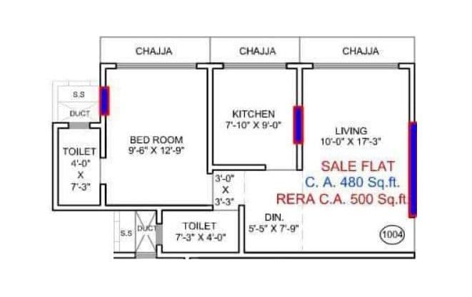 Unit plan - 500 sq.ft.