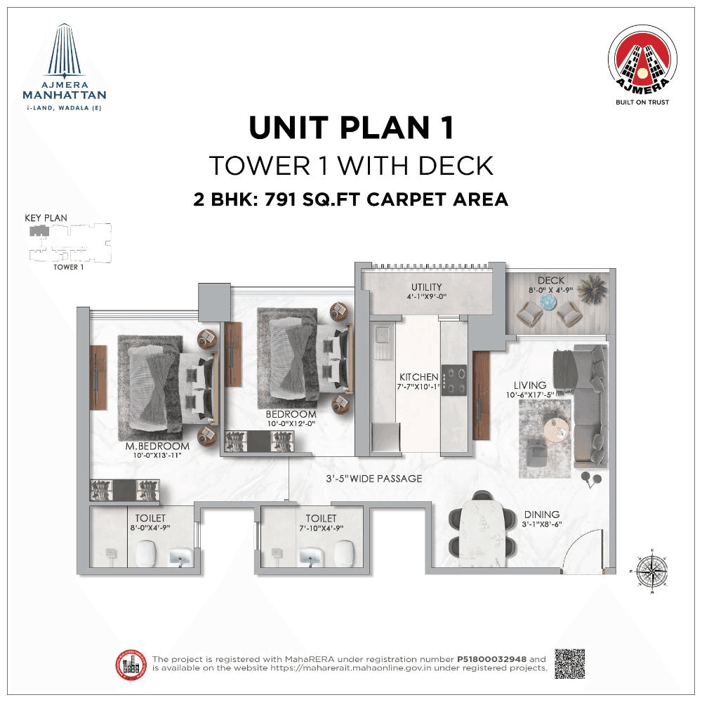 Ajmera Manhattan Unit plan - 791 sq.ft.