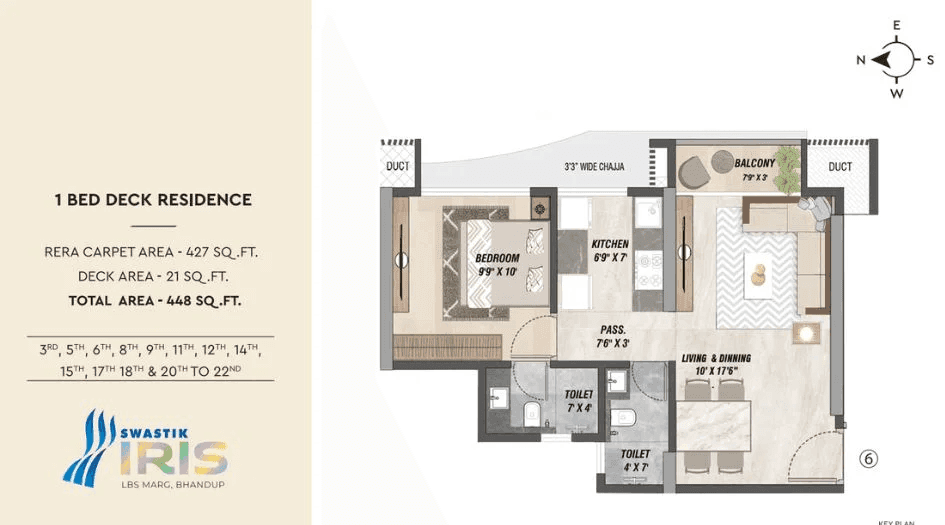 Swastik Iris Unit plan - 448 sq.ft.