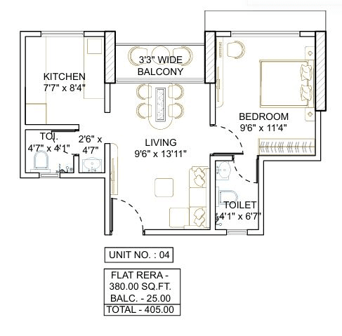 Unit plan - 405 sq.ft.