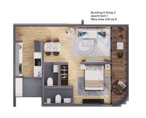 Avant Heritage Unit plan - 405 sq.ft.