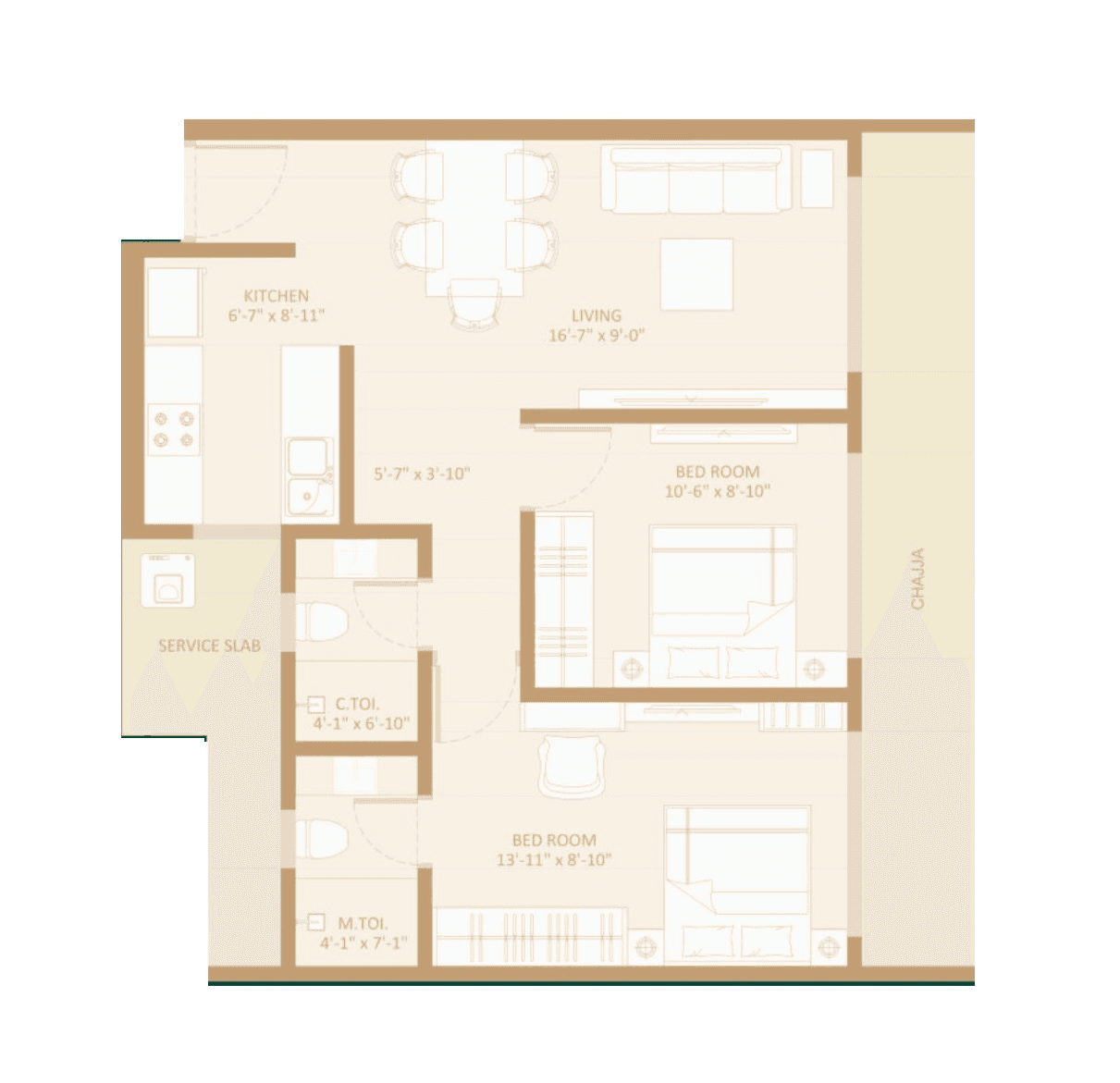 Avant Buzz Unit plan - 576 sq.ft.