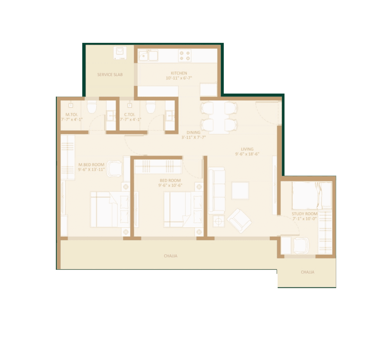 Avant Buzz Unit plan - 702 sq.ft.