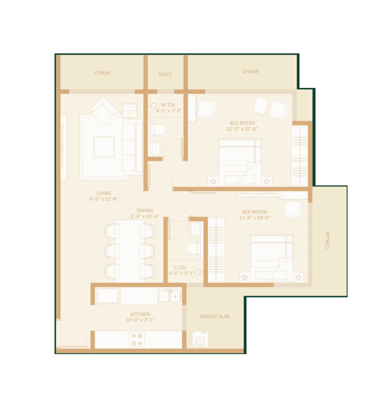 Avant Buzz Unit plan - 720 sq.ft.