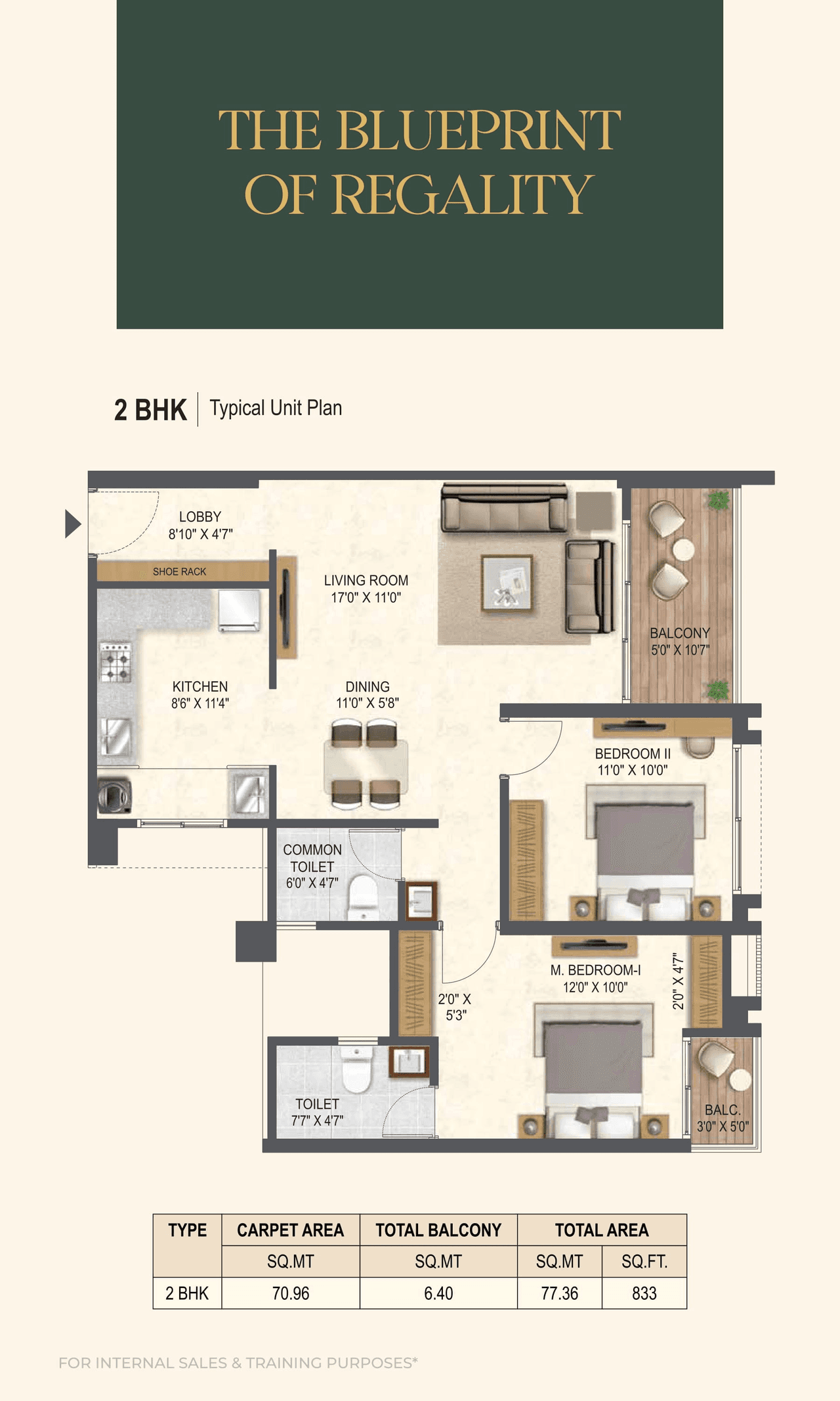 Miracle Imperio Towers Unit plan - 833 sq.ft.
