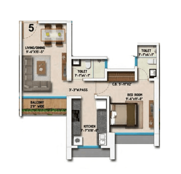 Unit plan - 487 sq.ft.