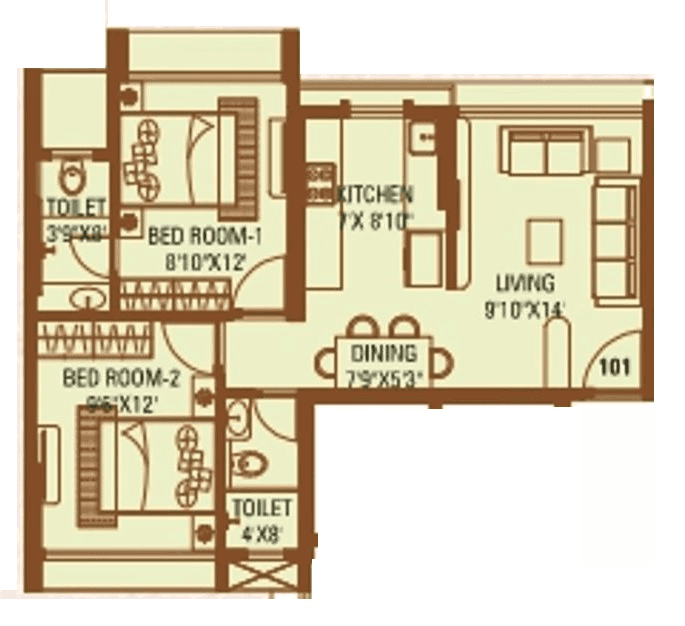 Unit plan - 707 sq.ft.